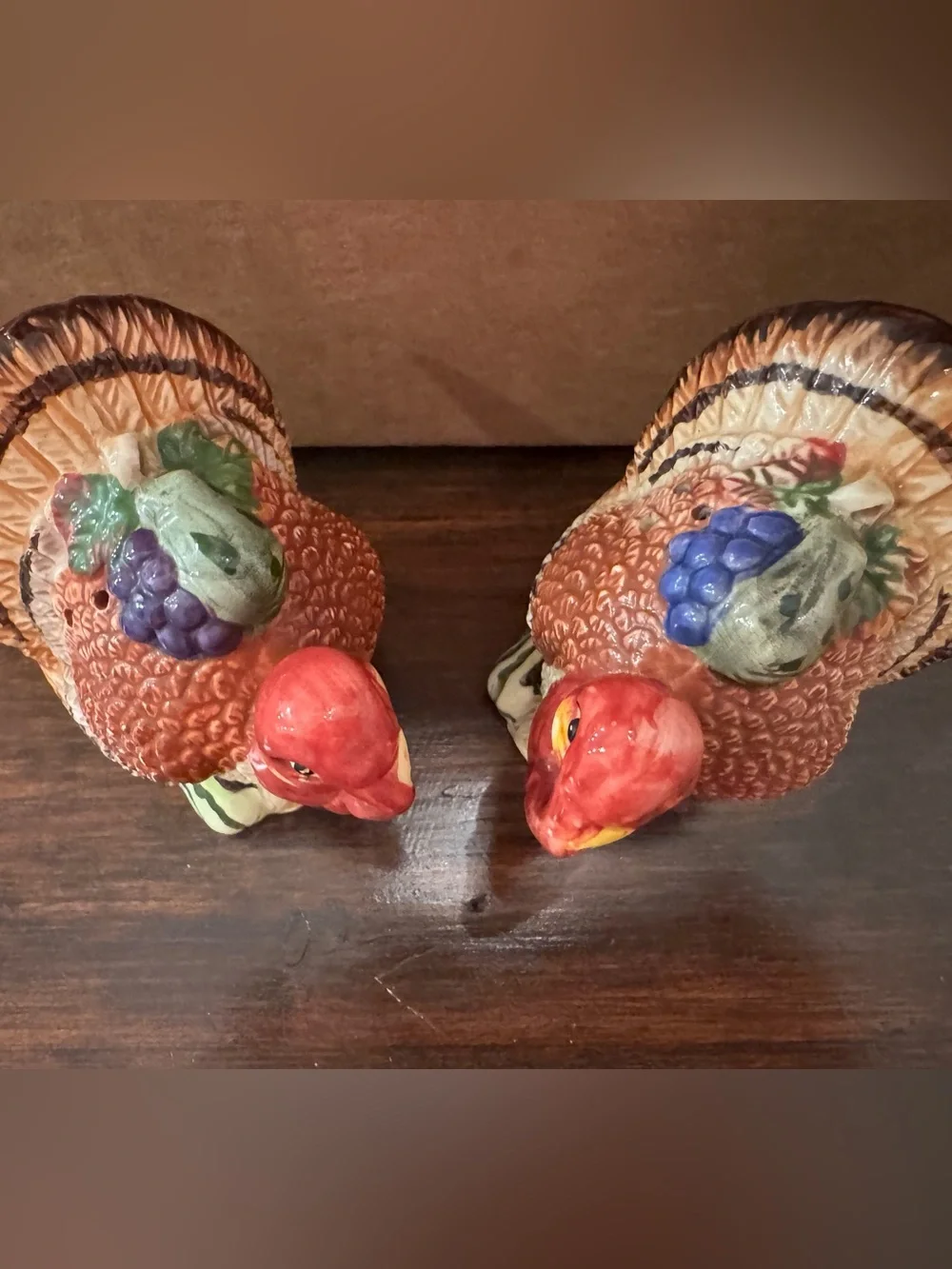 Vintage Ceramic Turkey Salt & Pepper Shakers Thanksgiving Fall Decor